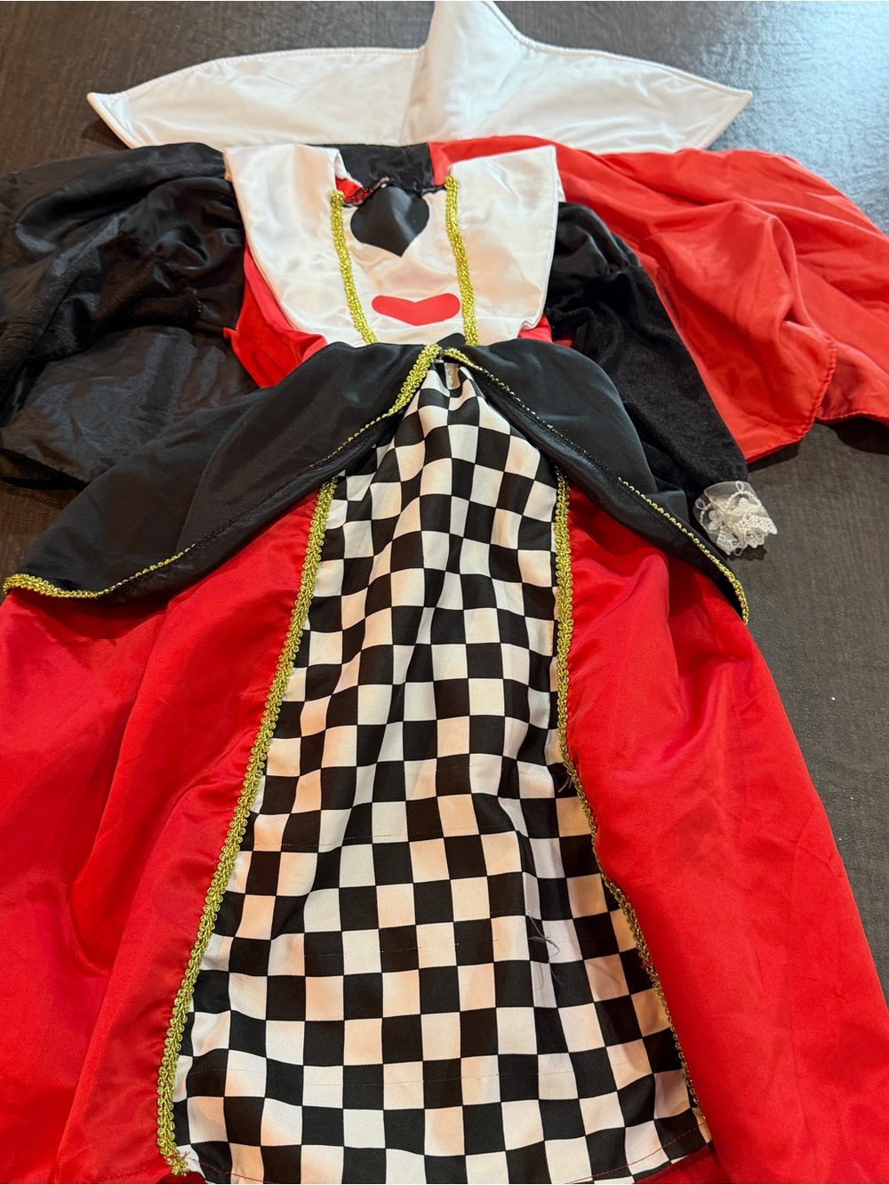 Red & Black Queen of Hearts Kids Costume Cape and Dress- Sz Small